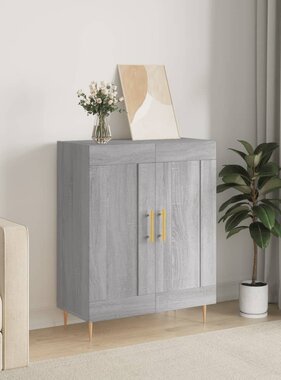 VidaXL Dressoir 69,5x34x90 cm bewerkt hout grijs sonoma eikenkleurig