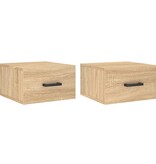 VidaXL Nachtkastjes 2 st wandgemonteerd 35x35x20 cm sonoma eikenkleur