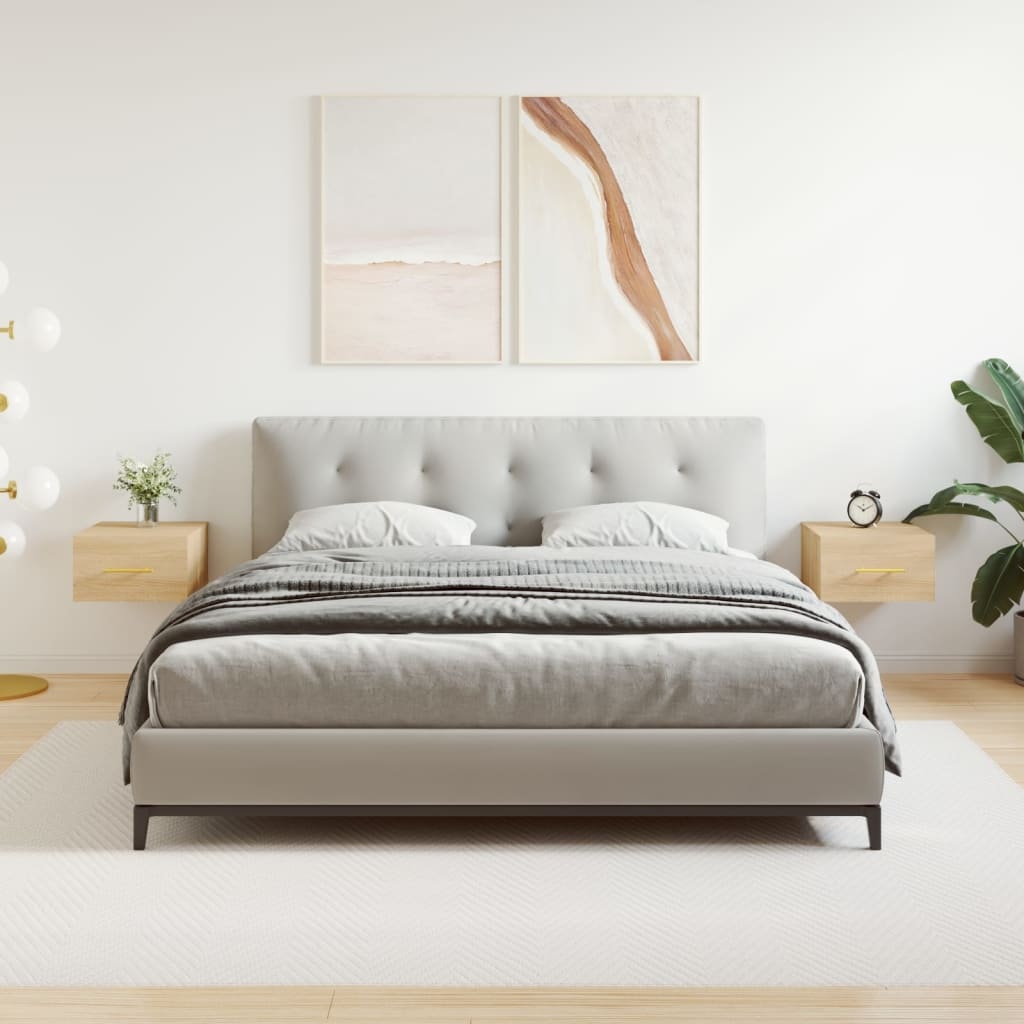 VidaXL Nachtkastjes 2 st wandgemonteerd 35x35x20 cm sonoma eikenkleur