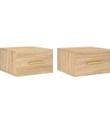 VidaXL Nachtkastjes 2 st wandgemonteerd 35x35x20 cm sonoma eikenkleur