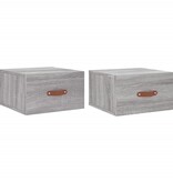VidaXL Nachtkastjes 2 st wandgemonteerd 35x35x20 cm grijs sonoma eiken