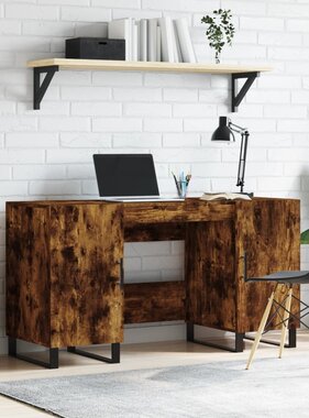 VidaXL Bureau 140x50x75 cm bewerkt hout gerookt eikenkleurig