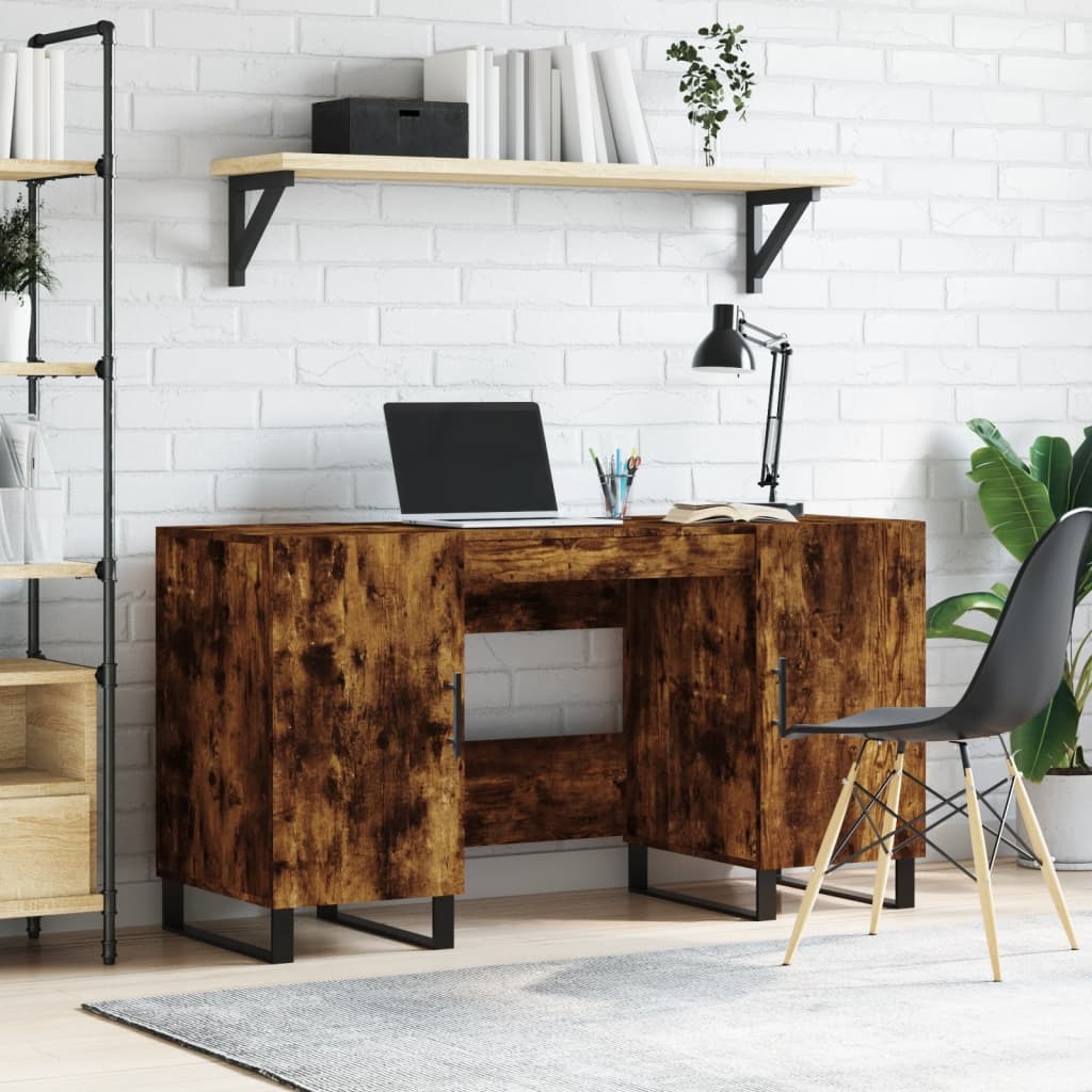 VidaXL Bureau 140x50x75 cm bewerkt hout gerookt eikenkleurig