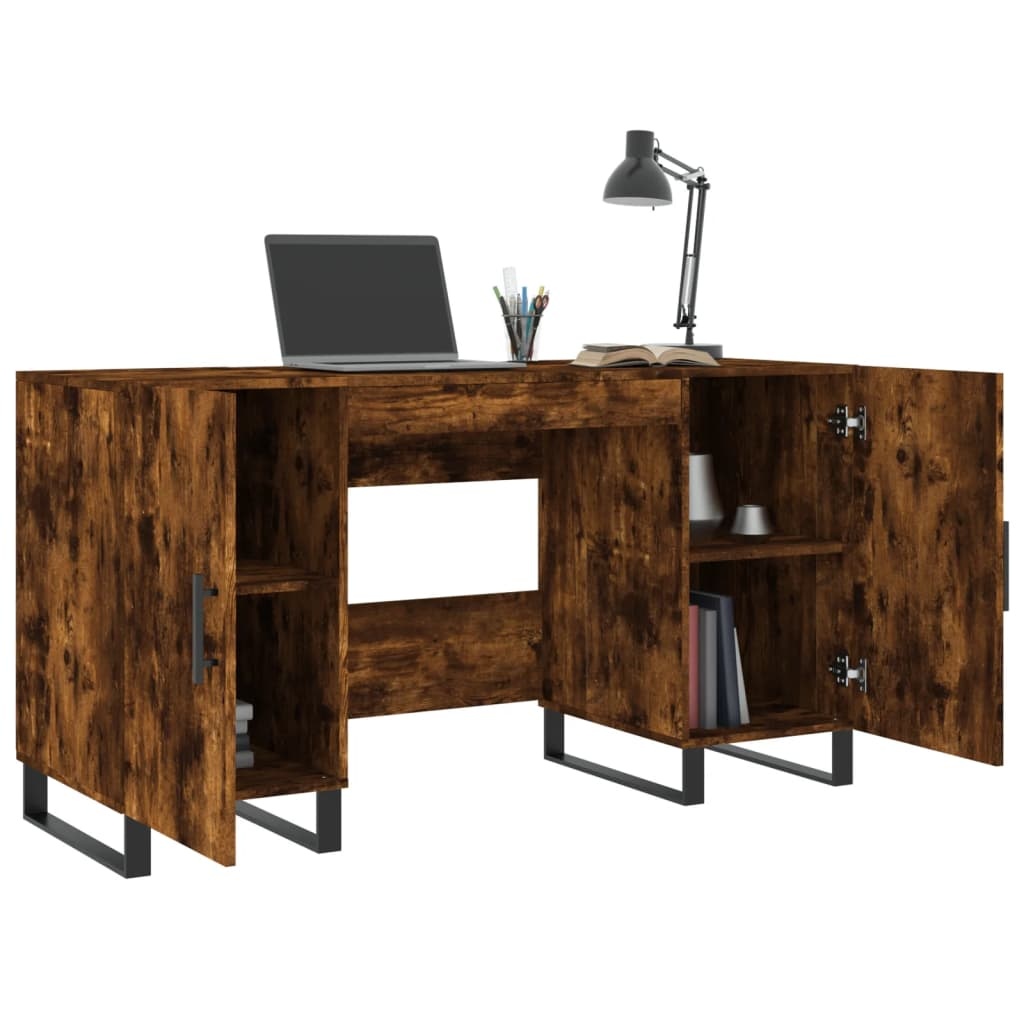VidaXL Bureau 140x50x75 cm bewerkt hout gerookt eikenkleurig