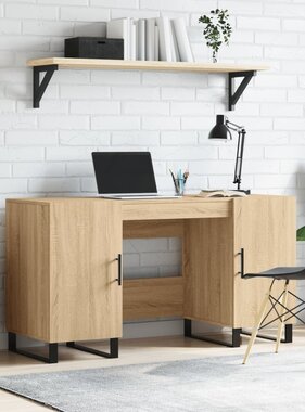 VidaXL Bureau 140x50x75 cm bewerkt hout sonoma eikenkleurig