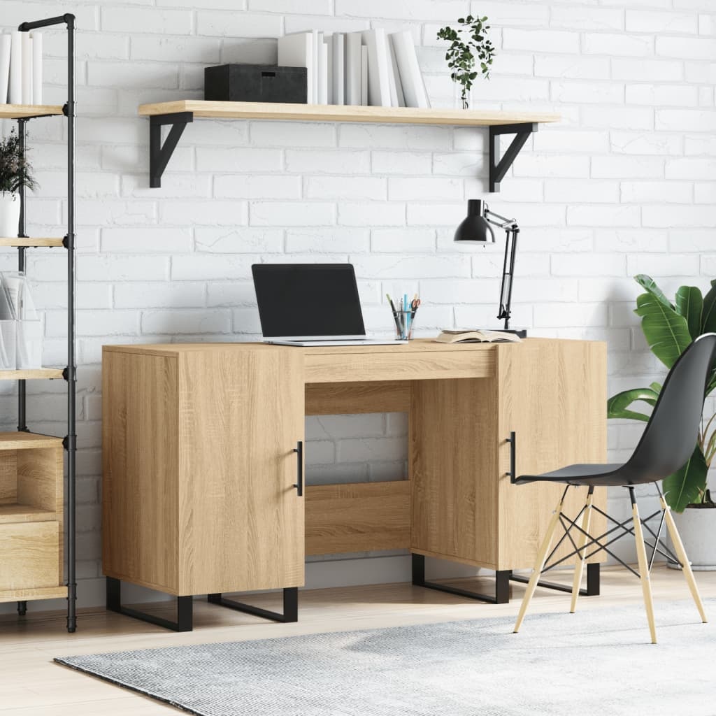 VidaXL Bureau 140x50x75 cm bewerkt hout sonoma eikenkleurig