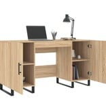 VidaXL Bureau 140x50x75 cm bewerkt hout sonoma eikenkleurig