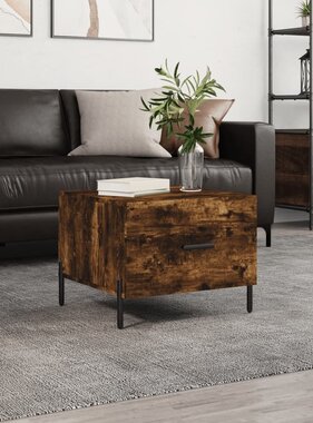 VidaXL Salontafel 50x50x40 cm bewerkt hout gerookt eikenkleurig