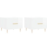 VidaXL Salontafels 2 st 50x50x40 cm bewerkt hout hoogglans wit