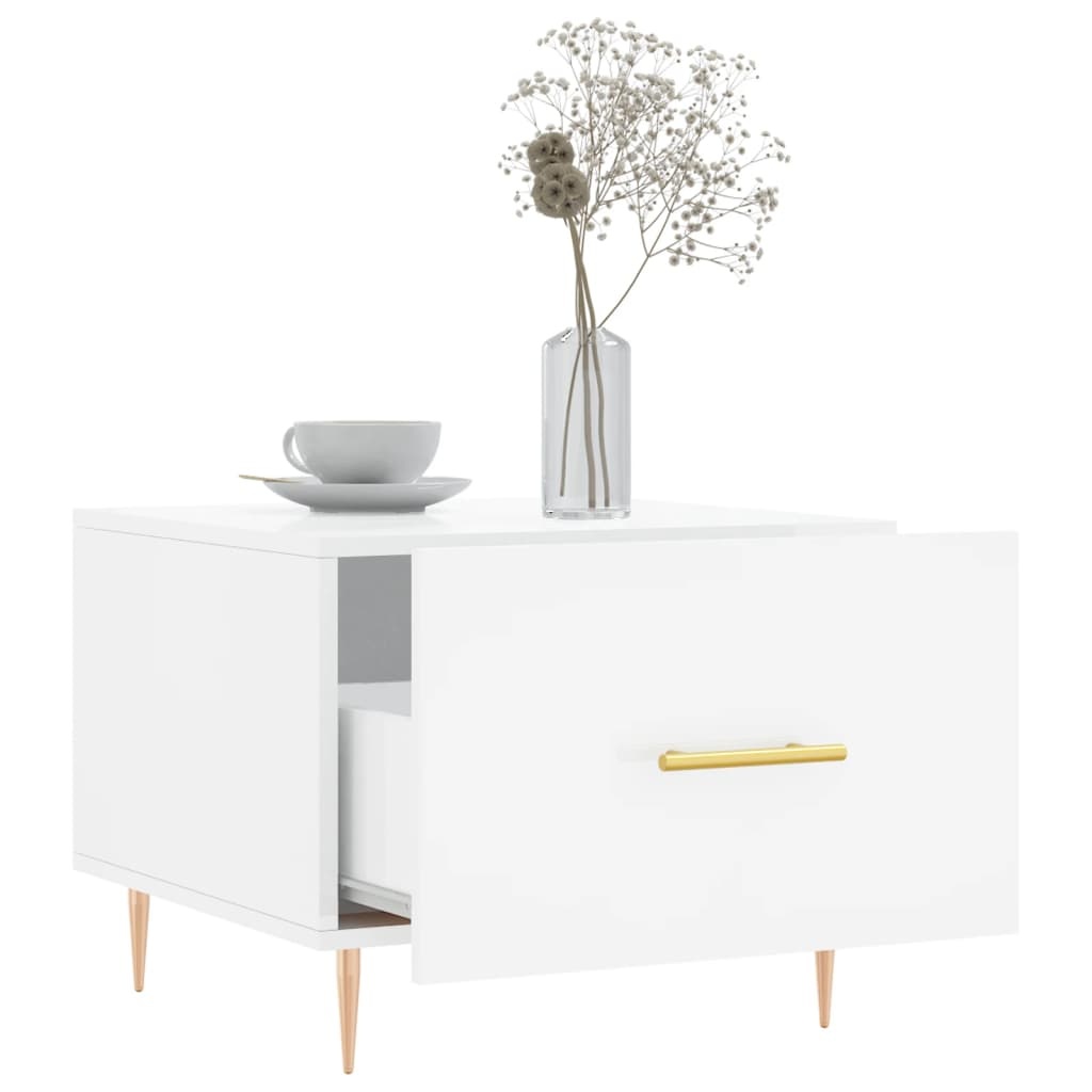 VidaXL Salontafels 2 st 50x50x40 cm bewerkt hout hoogglans wit