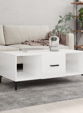 VidaXL Salontafel 102x50x40 cm bewerkt hout hoogglans wit