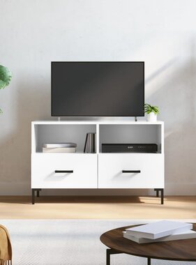 VidaXL Tv-meubel 80x36x50 cm bewerkt hout hoogglans wit