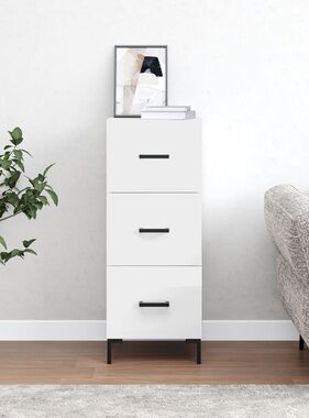 VidaXL Dressoir 34,5x34x90 cm bewerkt hout hoogglans wit