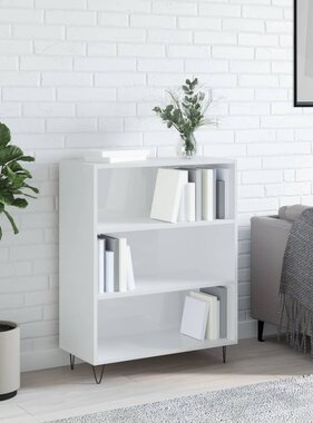 VidaXL Boekenkast 69,5x32,5x90 cm bewerkt hout hoogglans wit