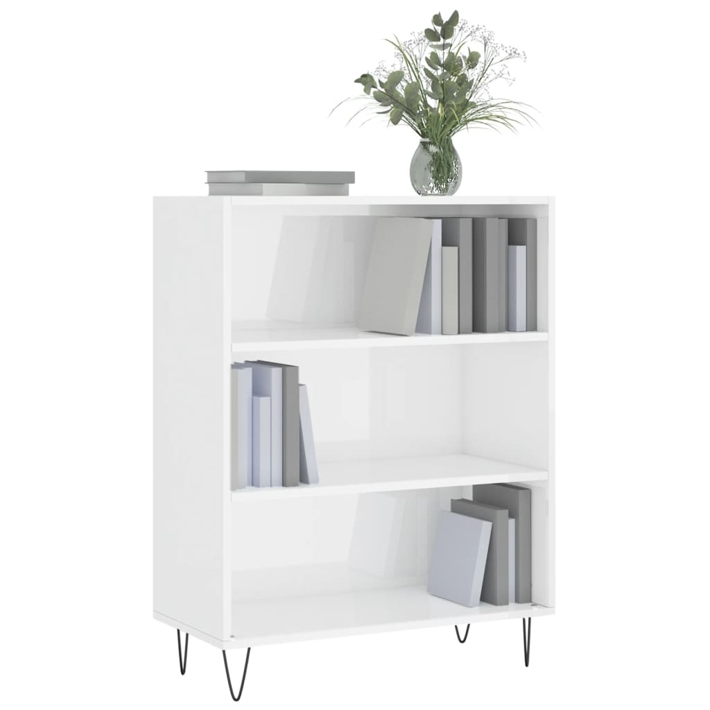 VidaXL Boekenkast 69,5x32,5x90 cm bewerkt hout hoogglans wit