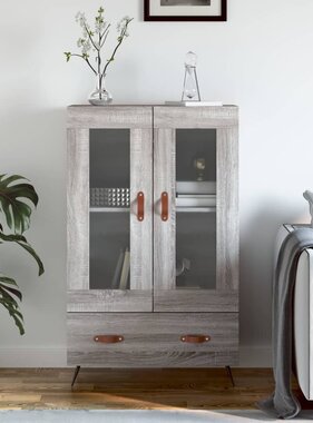 VidaXL Hoge kast 69,5x31x115 cm bewerkt hout grijs sonoma eikenkleurig