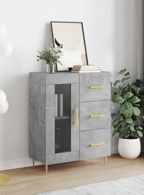 VidaXL Dressoir 69,5x34x90 cm bewerkt hout betongrijs