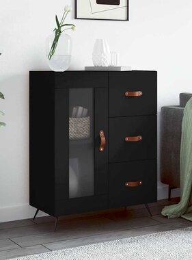 VidaXL Dressoir 69,5x34x90 cm bewerkt hout zwart