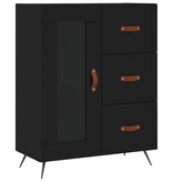 VidaXL Dressoir 69,5x34x90 cm bewerkt hout zwart