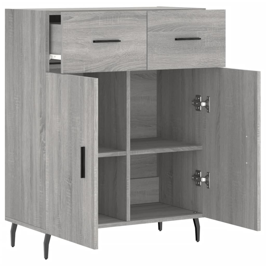 VidaXL Dressoir 69,5x34x90 cm bewerkt hout grijs sonoma eikenkleurig