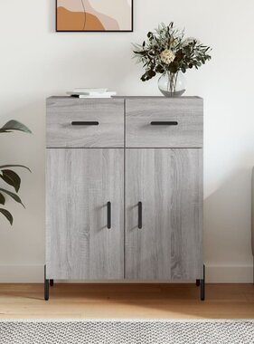 VidaXL Dressoir 69,5x34x90 cm bewerkt hout grijs sonoma eikenkleurig