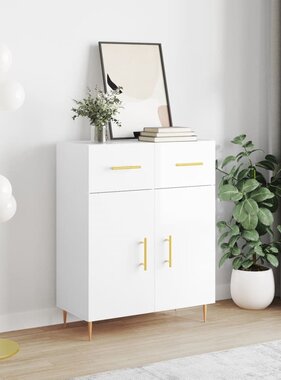 VidaXL Dressoir 69,5x34x90 cm bewerkt hout hoogglans wit