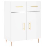 VidaXL Dressoir 69,5x34x90 cm bewerkt hout hoogglans wit