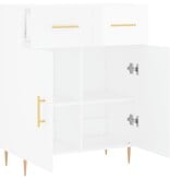 VidaXL Dressoir 69,5x34x90 cm bewerkt hout hoogglans wit