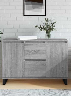 VidaXL Dressoir 101,5x35x70 cm bewerkt hout grijs sonoma eikenkleurig