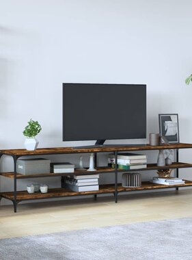 VidaXL Tv-meubel 200x30x50 cm bewerkt hout metaal gerookt eikenkleurig