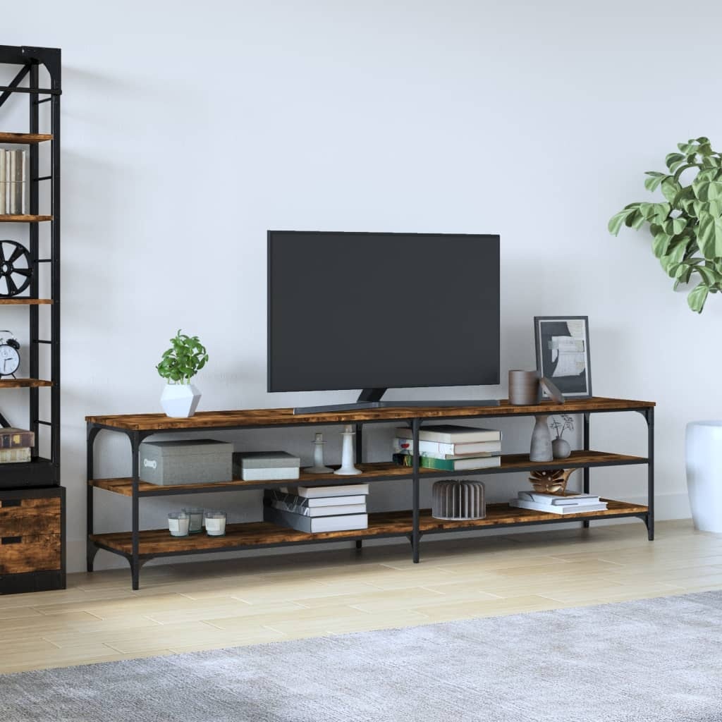 VidaXL Tv-meubel 200x30x50 cm bewerkt hout metaal gerookt eikenkleurig