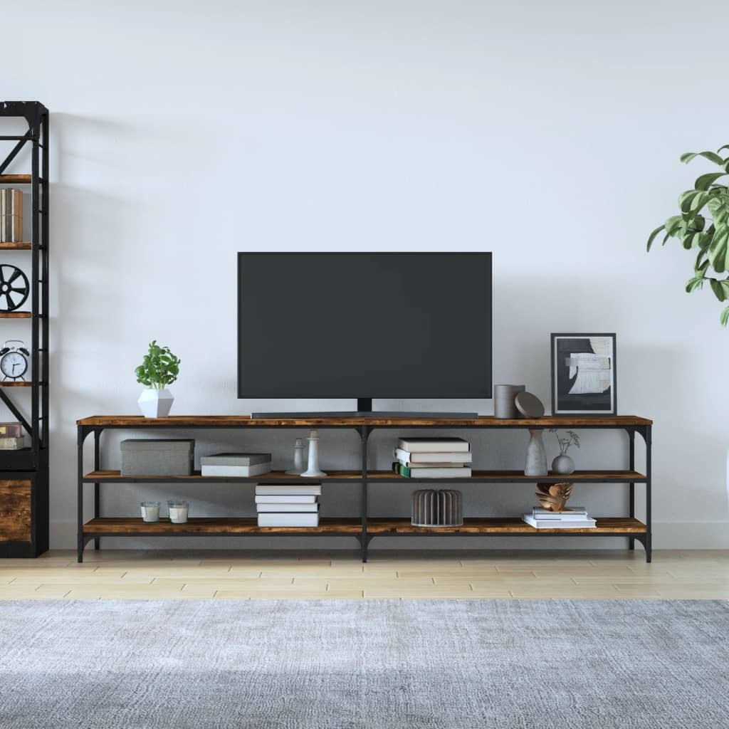 VidaXL Tv-meubel 200x30x50 cm bewerkt hout metaal gerookt eikenkleurig
