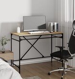 VidaXL Bureau 100x50x75 cm bewerkt hout en ijzer sonoma eikenkleurig