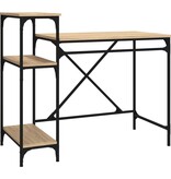 VidaXL Bureau schappen 105x50x90 bewerkt hout en ijzer sonoma eiken