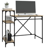 VidaXL Bureau schappen 105x50x90 bewerkt hout en ijzer sonoma eiken
