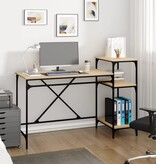 VidaXL Bureau schappen 135x50x90 bewerkt hout en ijzer sonoma eiken