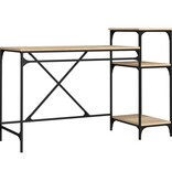 VidaXL Bureau schappen 135x50x90 bewerkt hout en ijzer sonoma eiken