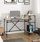 VidaXL Bureau schappen 135x50x90 bewerkt hout en ijzer sonoma eiken