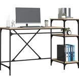 VidaXL Bureau schappen 135x50x90 bewerkt hout en ijzer sonoma eiken