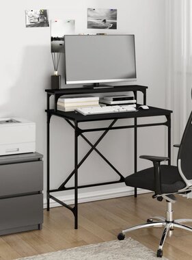 VidaXL Bureau 80x50x90 cm bewerkt hout en ijzer zwart