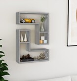 VidaXL Wandschappen 2 st 50x15x50 cm bewerkt hout grijs sonoma eiken