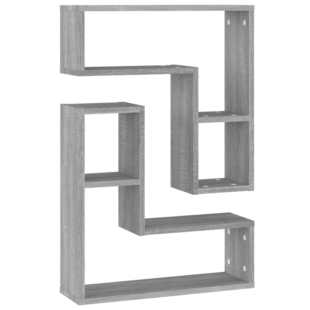 VidaXL Wandschappen 2 st 50x15x50 cm bewerkt hout grijs sonoma eiken