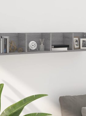VidaXL Wandschap CD 100x18x18 cm bewerkt hout grijs sonoma eikenkleur