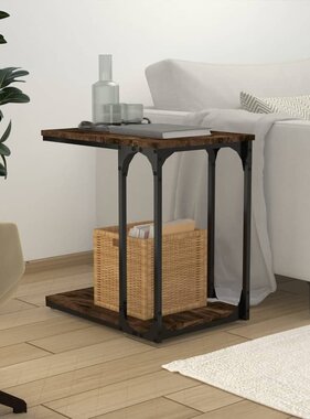 VidaXL Bijzettafel 50x35x52 cm bewerkt hout gerookt eikenkleurig