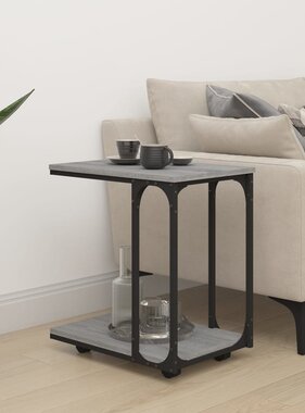 VidaXL Bijzettafel met wieltjes 50x35x55,5 cm hout grijs sonoma eiken