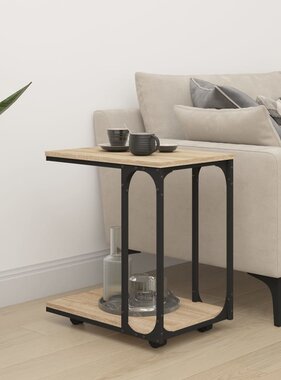 VidaXL Bijzettafel met wieltjes 50x35x55,5 cm hout sonoma eikenkleurig