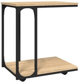 VidaXL Bijzettafel met wieltjes 50x35x55,5 cm hout sonoma eikenkleurig