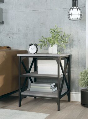 VidaXL Bijzettafel 40x42x50 cm bewerkt hout grijs sonoma eikenkleurig