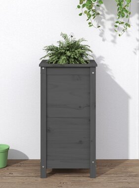 VidaXL Plantenbak 40x40x78 cm massief grenenhout grijs