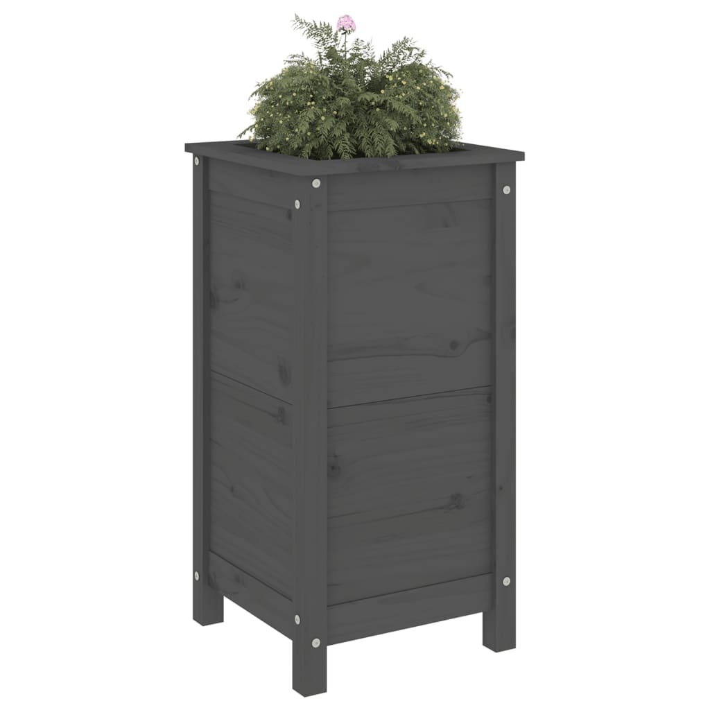 VidaXL Plantenbak 40x40x78 cm massief grenenhout grijs